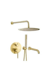 Kit de ducha para bañera empotrado a pared en dorado cepillado Jucar de Valaz