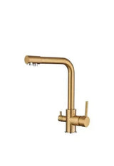 Grifo de cocina de 3 vías con ósmosis y estructura redonda en dorado cepillado Nilo de Valaz