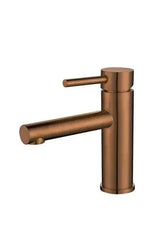Grifo de lavabo monomando con caño recto en latón oro rosa cepillado Palancia de Valaz