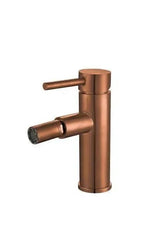 Grifo de bidet monomando con estructura redonda y caño recto en oro rosa cepillado Palancia de Valaz