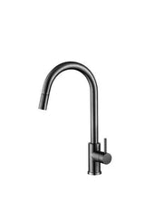 Grifo de cocina extraíble monomando con caño giratorio en gun metal Parana de Valaz