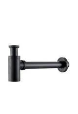 Bathroom sink siphon round black matte 12x36 cm brass zamak by Valaz