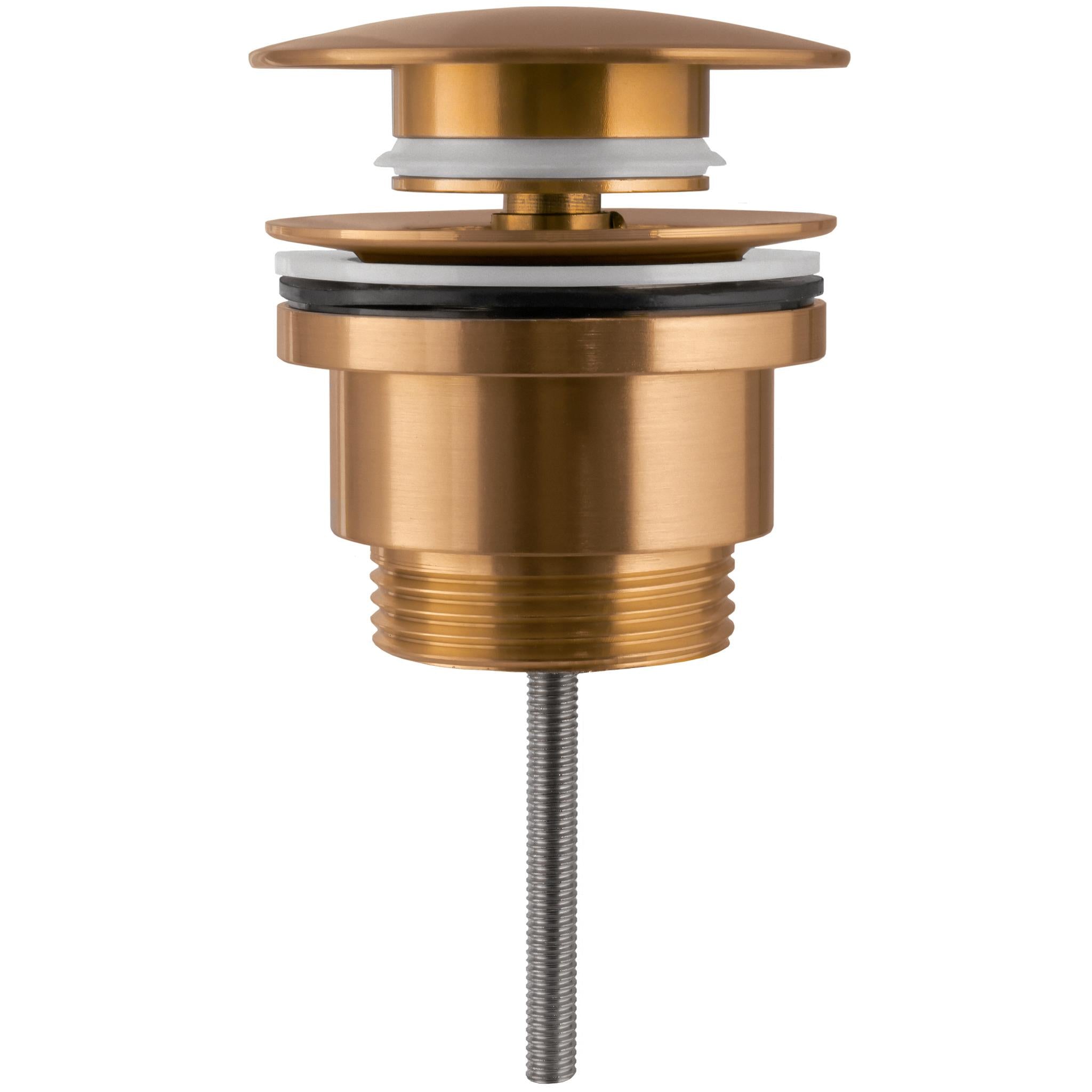 Válvula click clack redonda para lavabo o bidé en oro claro rosa cepillado de Valaz 0