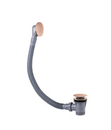 Válvula de desagüe para bañera con rebosadero y sistema Click Clack acabado oro rosa mate Complementos Tres