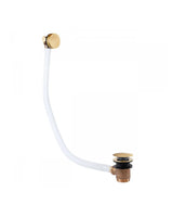 Válvula de desagüe para bañera con sistema click clack fabricada en latón con acabado oro mate TRES