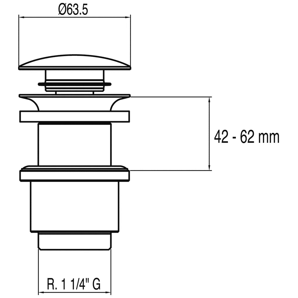 Válvula de desagüe para encimera de madera con acabado cromado Simple-Rapid TRES 1