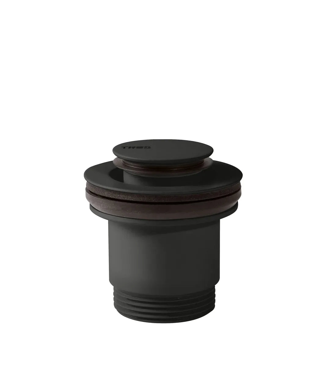 Válvula de desagüe para lavabo con acabado negro mate y opción siempre abierto Click Clack Simple Rapid Tres 0