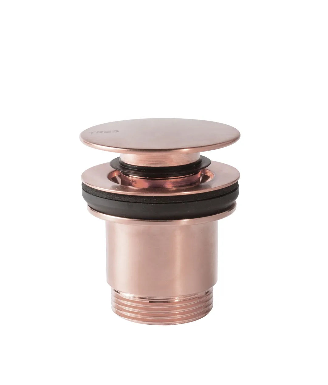 Válvula de desagüe para lavabo con rebosadero opcional acabado oro rosa mate 24K Click Clack Simple Rapid Tres 0