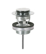 Válvula de desagüe para lavabo con sistema click clack fabricada en latón con acabado cromado TRES