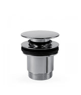 Válvula de desagüe para lavabo con sistema de click clack en terminación de latón cromado TRES