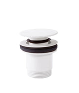 Válvula de desagüe para lavabo de acabado blanco mate con rebosadero o sin Click Clack Simple Rapid Tres
