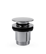 Válvula de desagüe para lavabo de acabado cromado con o sin rebosadero Click Clack Simple Rapid Tres