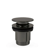 Válvula de desagüe para lavabo de acabado negro metalizado con o sin rebosadero Click Clack Simple Rapid Tres