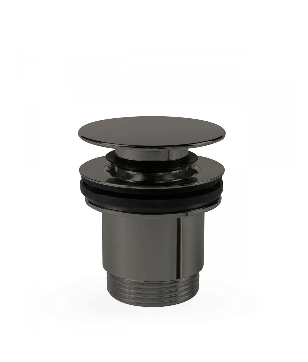 Válvula de desagüe para lavabo fabricada en latón con acabado negro metalizado TRES 0