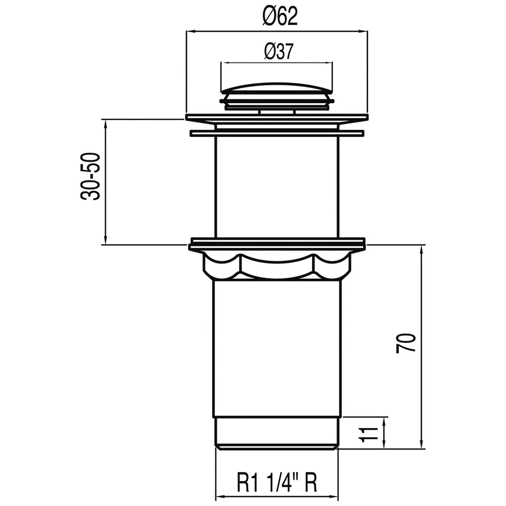 Válvula de desagüe para lavabo sin rebosadero con acabado cromado Simple-Rapid TRES 1