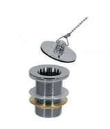 Válvula de desagüe para lavabo sin rebosadero con tapón con acabado cromado Basic TRES
