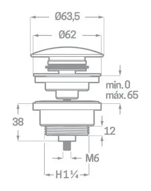 Válvulas clic clac compactas negras de latón Källa 1