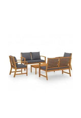 VIDAXL 3057787 Juego de sillones y mesa para jardín gris oscuro de 5 piezas con cojines madera maciza de acacia de vidaXL
