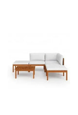 VIDAXL 3057876 Juego de muebles de jardín con 6 piezas de madera maciza de acacia y cojines blanco crema de vidaXL