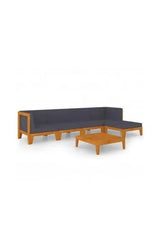 VIDAXL 3058111 Juego de sofás y mesa con 6 piezas fabricadas en madera maciza con cojines color gris de vidaXL