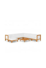 VIDAXL 3058132 Conjunto de muebles exteriores para el jardín fabricado en acacia natural con cojines Blancos de vidaXL