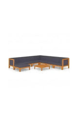 VIDAXL 3058133 Conjunto de muebles exteriores para jardín fabricados en acacia natural con cojines gris oscuro de vidaXL