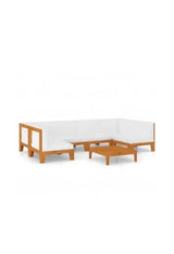 VIDAXL 3058136 Conjunto de muebles para jardín fabricados en madera con 7 piezas en color natural y blanco crema de vidaXL