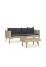 VIDAXL 3059330 Conjunto de muebles de jardín de 2 piezas de ratán sintético color Beige con cojines gris antracita de vidaXL
