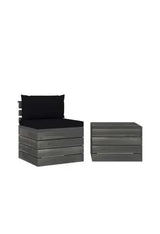 VIDAXL 3061666 Ensemble de meubles de jardin en palettes de pin massif et tissu avec finition noire vida xl