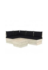 VIDAXL 3063487 Muebles de jardín de palets con 5 piezas de madera de abeto y cojines color negro de vidaXL