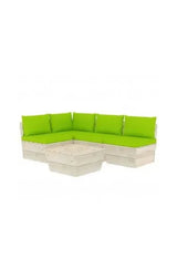 VIDAXL 3063491 Juego de muebles de jardín de palets hecho de madera de abeto impregnada color blanco y verde brillante 5 piezas de vidaXL