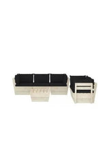 VIDAXL 3063523 Conjunto de muebles de madera para exterior de 6 piezas con cojines color negro de vidaXL