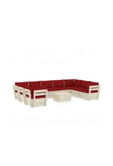 VIDAXL 3063633 Juego de muebles para jardín y terrazas fabricado de palets de abeto con cojines de color rojo de vidaXL