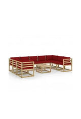 VIDAXL 3065224 Conjunto mobiliario para el jardín fabricado en madera de pino con cojines en color rojo de vidaXL
