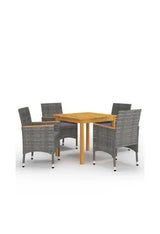 VIDAXL 3067678 Conjunto de jantar de jardim de 5 peças em madeira com acabamento em cinzento.
