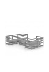 VIDAXL 3075331 table de jardin et ensemble de fauteuils 5 places en pin massif gris