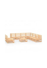 VIDAXL 3075859 ensemble table basse de jardin et canapé 9 places en bois de pin brun vida xl