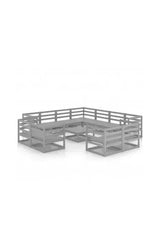 VIDAXL 3075951 Ensemble de meubles de jardin 12 pièces en bois de pin avec finition grise