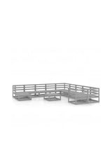 VIDAXL 3076051 Juego de sillones y mesa de madera de pino para exterior de 12 piezas color gris de vidaXL