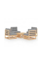 VIDAXL 3076314 Juego de muebles de jardín 5 piezas de madera pino maciza con cojines Grises de vidaXL