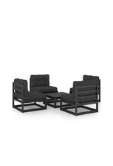 VIDAXL 3076318 Juego de cuatro sofás modulares sin reposabrazos y una mesa de centro de madera negro de vidaXL