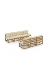 VIDAXL 3076402 Set de muebles de jardín de 8 piezas de madera de pino con cojines en color crema de vidaXL