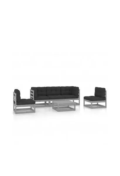 vidaxl_3076446_conjunto_para_jardín_de_6_piezas_de_mesa_con_sofás_de_madera_de_pino_gris_y_cojines_color_gris_antracita_oscuro_0