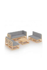 VIDAXL 3076474 Set de muebles de 8 piezas de madera de pino natural con cojines en color gris de vidaXL