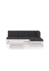 VIDAXL 3076540 Conjunto de muebles de pino para uso exterior de 5 piezas color blanco con cojines antracita de vidaXL