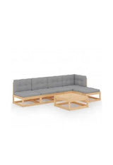 VIDAXL 3076569 Juego de muebles de jardín de 6 piezas de madera de pino maciza con cojines color gris de vidaXL