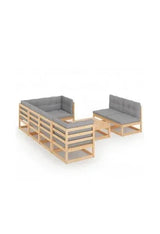 VIDAXL 3076659 Set de muebles modulares de 8 piezas de madera de pino con cojines en color gris de vidaXL