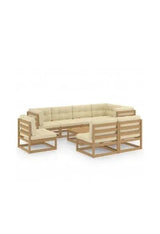 VIDAXL 3076682 Conjunto mobiliario fabricado en madera de pino color marrón con cojines crema de vidaXL