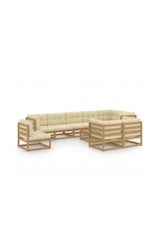VIDAXL 3076732 Conjunto de muebles para el exterior fabricados en pino color marrón con cojines de vidaXL