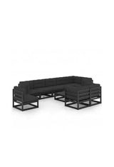 VIDAXL 3076733 Conjunto de muebles para jardín fabricado en madera de color negro y cojines de vidaXL